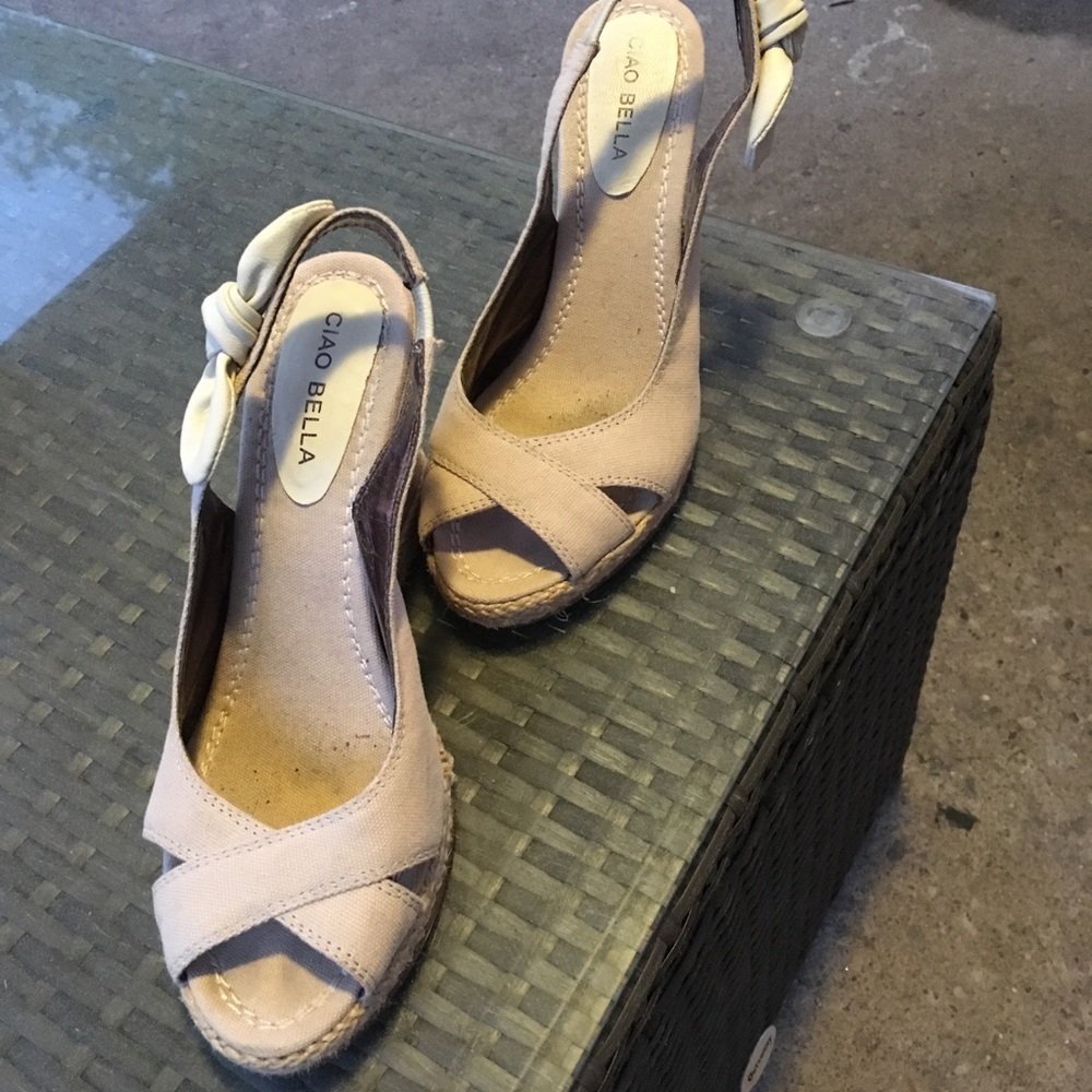 Ciao Bella Nude Wedge Heels - Size 8